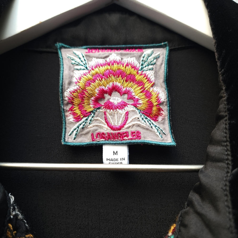 Johnny Was Chiri Embroidered Velvet Button-up Blouse - Picture 6 of 10